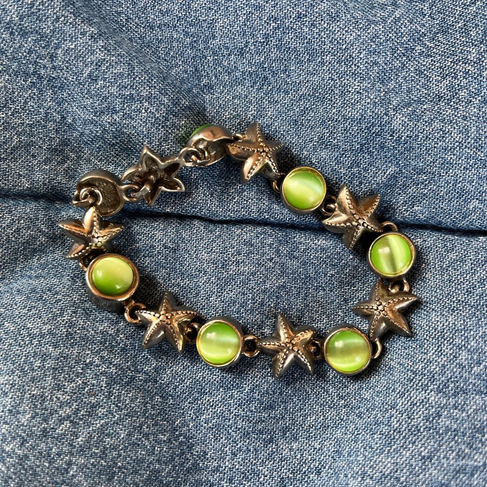 Starfish and Green Stone Bracelet